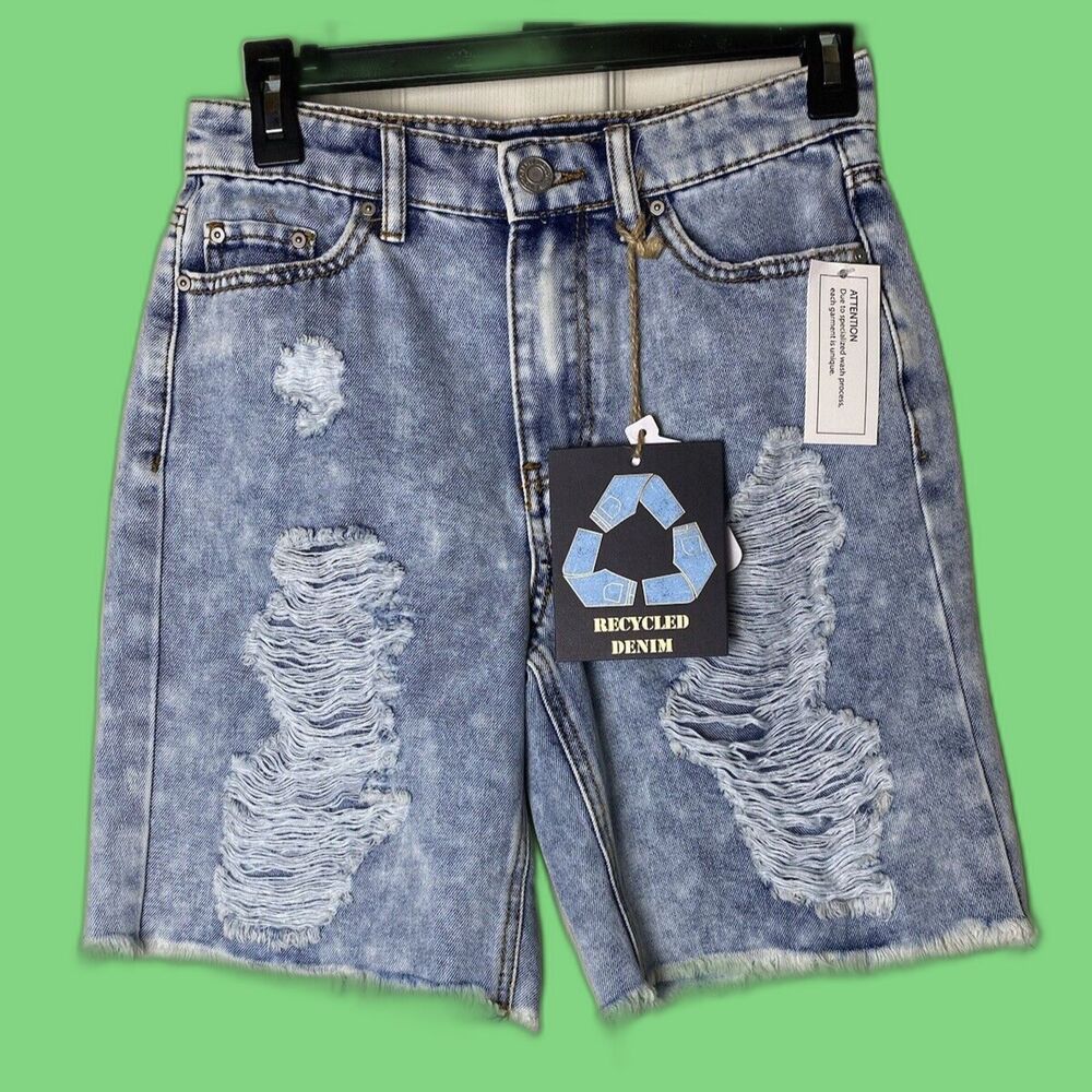 indigo rein distressed Super High Rise denim shorts Size 1‎